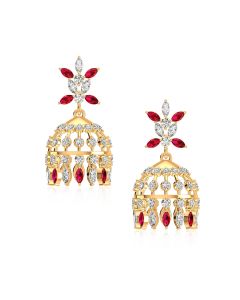 Pretty Ruby Diamond Jhumkas